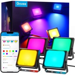 WiFi RGBICWW LED Външни Прожектори Govee Flood Lights - 4бр Комплект