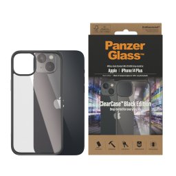 Гръб ClearCase PanzerGlass за Apple Iphone 14 Plus, Antibacterial - Черна рамка