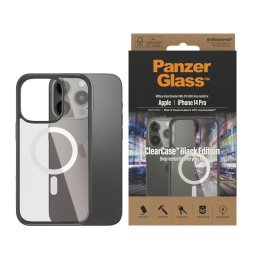 Гръб ClearCase PanzerGlass, MagSafe за Apple Iphone 14 Pro , Antibacterial - Черна рамка