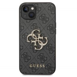 Гръб Guess PU 4G Metal Logo Case за iPhone 14 - Сив