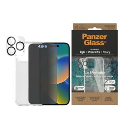Стъклен протектор Privacy PanzerGlass iPhone 14 Pro Bundle (UWF Privacy screen protector, HardCase, протектор за камераt)