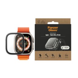 Стъклен протектор за часовник със силиконова рамка PanzerGlass за Apple watch Ultra, 49mm, AntiBacteria - Прозрачна рамка