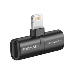 Преходник ProMate, 2-in-1 Audio and Charging Adaptor with Lightning Connector • 2.4A Pass Through Charging • 48KHz Audio Output , черен