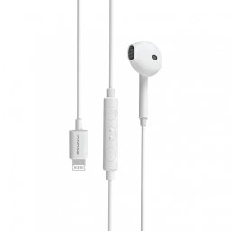 Слушалки ProMate GEARPOD-LT,Apple MFi Certified High-Performance Mono Earbud • Universal Volume Control • Inline Microphone • Anti-Tangle High Tensile Strength Cable, Бял