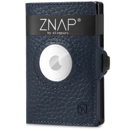 Slimpuro ZNAP Airtag портфейл за 8 карти с отделение за монети 8,9 x 1,5 x 6,3 см (ШxВxД) с RFID защита (ZNAPAirBlGrained8)