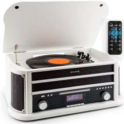 Auna Belle Epoque 1908 DAB, бял, ретро стерео система, грамофон, DAB + (RM1-Epoque1908DAB WH)