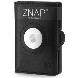 Slimpuro ZNAP Airtag портфейл за 8 карти с отделение за монети 8,9 x 1,5 x 6,3 см (ШxВxД) с RFID защита (ZNAPAirBlack8)