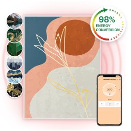 Klarstein Wonderwall Air Art, инфрачервен интелигентен отоплител, 60x80см, 500W, монтаж на стена, управление с приложение, златни линии (HTR10-WndwlS500DGLP)