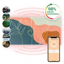 Klarstein Wonderwall Air Art, инфрачервен интелигентен отоплител, 60x812см, 700W, монтаж на стена, управление с приложение, златни линии (HTR10-WndwlS700DGLP)