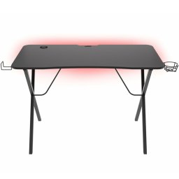 Геймърско бюро Genesis Holm 200 RGB, гейминг, RGB подсветка, поставка за слушалки, поставка за чаша, 3x USB 2.0, черно