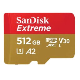 SanDisk Extreme micro SDXC 512GB + SD Adapter 190MB/s A2 C10 V30 UHS-I U3