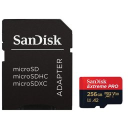 SanDisk Extreme PRO microSDXC 256GB + SD Adapter 140MB/s A2 C10 V30 UHS-I U3