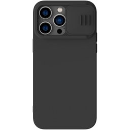 Заден твърд гръб кейс Nillkin Camshield Silky Silicone MagSafe за iPhone 14 Pro Max, черен