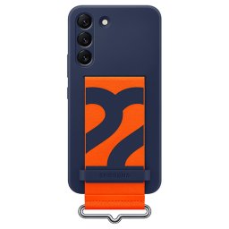 Оригинален гръб Samsung Silicone Cover with Strap за Galaxy S22 Plus - Син, EF-GS906TNE