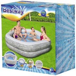 Надуваем басейн Bestway 54423 с 2 седалки и поставки за чаши, 213 x 206 x 53 см