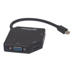 Адаптер Manhattan 3 в 1 Mini DisplayPort, Male към HDMI/DVI/VGA Female