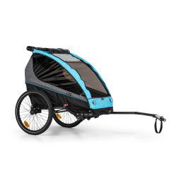 KLARFIT Kiddy King, детска количка за колело, количка за джогинг, 2-местна, 40 кг (BCT1-KiddyKingBlue)