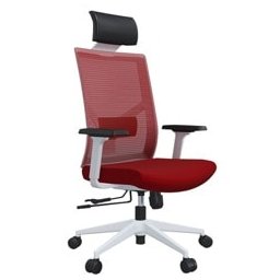 Директорски стол RFG Snow HB, до 120кг. макс тегло, дамаска, лумбална упора, коригиране на височината, облегалка за глава, регулируеми подлакътници, червен