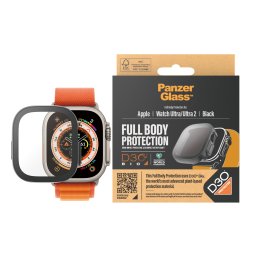 Стъклен протектор за часовник със силиконова рамка PanzerGlass за Apple watch Ultra, 49mm, D3O Bio- Черна рамка