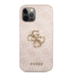 Гръб Guess PU 4G Metal Logo Case за iPhone 12/12 Pro - Розов