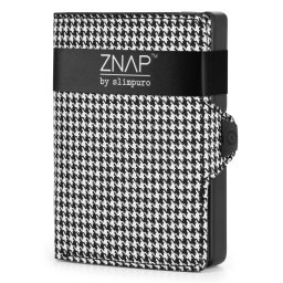 Slimpuro ZNAP Slim Wallet, 12 карти, отделение за монети, 8 x 1,8 x 6 см (Ш x В x Д), защита RFID (ZNAPHoundstBlack12)