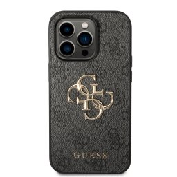 Гръб Guess PU 4G Metal Logo Case за iPhone 15 Pro - Сив