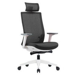 Работен стол Meteor White HB, до 130кг. макс тегло, дамаска, ергономичен, пластмасова база, лумбална опора, сив