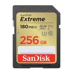 SanDisk Extreme 256GB SDXC, UHS-I, Class 10, U3, V30, 180MB/s
