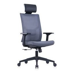 Директорски стол RFG Snow Black HB, до 120кг, дамаска/меш, пластмасова база, коригиране височина, лумбална опора, сив