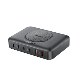 Зарядна станция за 7 устройства ProMate POWERBASE-GANFast 100W, 15W Wireless charger -Черна
