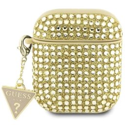 Калъф за AirPods Guess Rhinestones Triangle Metal Logo Case за AirPods 1/2 - Златист