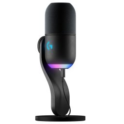 Микрофон Logitech Yeti GX (988-000569), суперкардиоиден, динамичен, RGB подсветка, 24-bit/96kHz, USB, черен