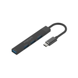 Хъб ProMate LITEHUB-4, 4-in-1 Multi-Port USB-C Data Hub, USB-A Adaptor, 5V, 1A- Черен
