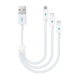 Кабел Mini Cable Trio 30cm Charge/Sync Type-C, Lightning, Micro USB - Бял, 117636