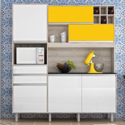 ARMARIO DE COZINHA LUX YELLOW 6 PORTAS 2 GAVETAS
