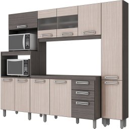 ARMARIO DE COZINHA LUX 2,25m 10 portas e 2 gavetas Dupla Cor