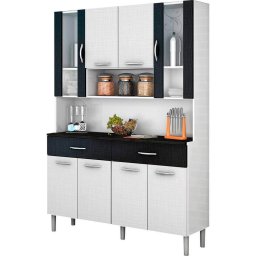 ARMARIO DE COZINHA CANOY 8 PORTAS 2 GAVETAS C/ VIDRO 1,71m