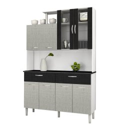 ARMARIO DE COZINHA QUINIX 8 PORTAS 2 GAVETAS C/ VIDRO 1,22m