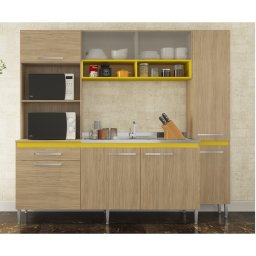 ARMARIO DE COZINHA LUX YELLOW 06 PORTAS 1 GAVETA