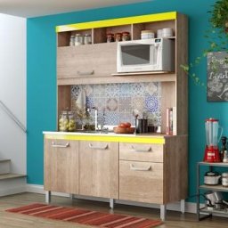 ARMARIO DE COZINHA LUX YELLOW 04 PORTAS 1 GAVETA