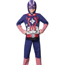 Pijama Fantasia Masculino Infantil Veggi Manga Longa Capitão América com Capuz