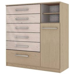 COMODA 6 GAVETAS 01 PORTA 02 PRATELEIRAS ALTO BRILHO UV MDP/MDF
