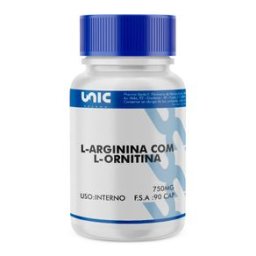 L-Arginina 500mg com L-Ornitina 250mg 90 Cápsulas