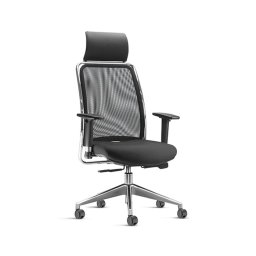 CADEIRA P/ ESCRITORIO PRESIDENTE GIRATORIA SINCRON BASE PIRAMIDAL EM ALUMINIO