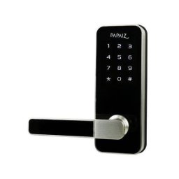 FECHADURA ELETRONICA PAPAIZ C/ SENHA CARTAO CHAVE TECLADO SENSIVEL AO TOQUE - MACANETA A ESQUERDA - PRATA