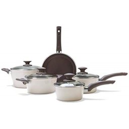 KIT DE PANELAS EM CERAMICA 5 ITENS LINHA LUXO - BRANCA