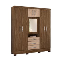 GUARDA-ROUPA COM ESPELHO 6 PORTAS E 3 GAVETAS C/ ESPELHO
