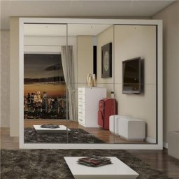 GUARDA-ROUPA DE MOBILE 3 PORTAS CORRER ESPELHADO
