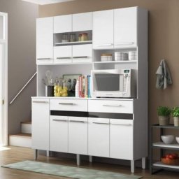ARMARIO PARA COZINHA 10 PORTAS 02 GAVETAS ALTO BRILHO UV - BRANCO