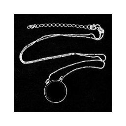 Gargantilha de Prata 925 Redondo Onix Sintético 42cm